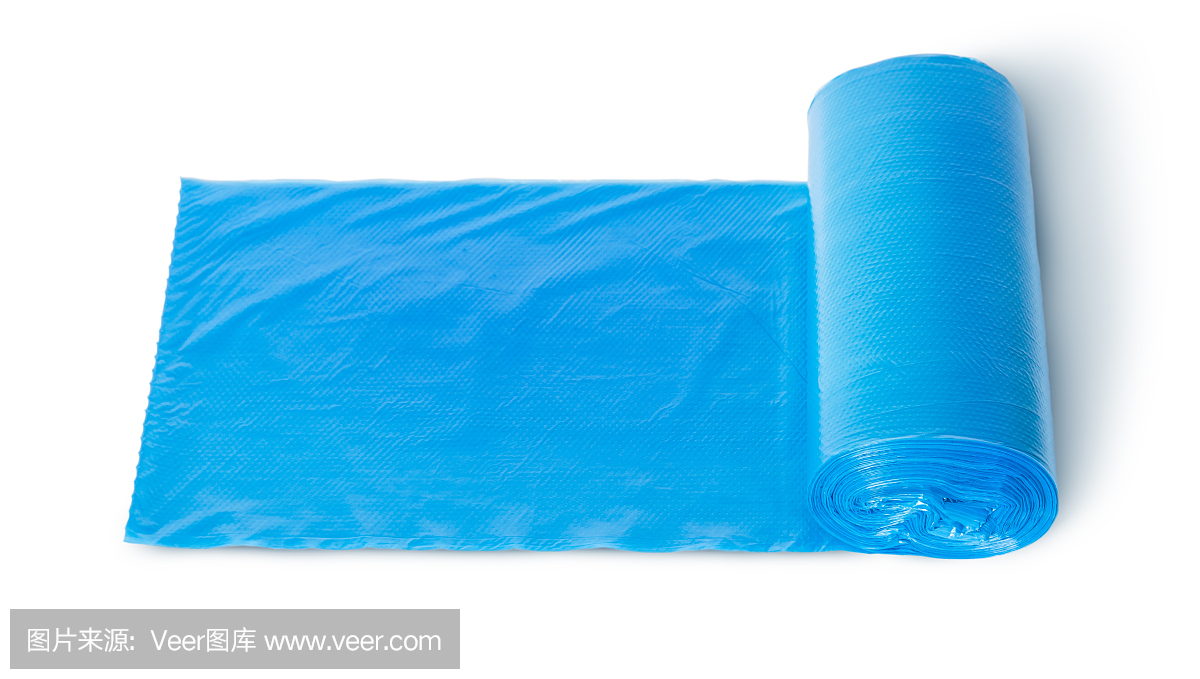 一卷藍色塑料垃圾袋俯視圖